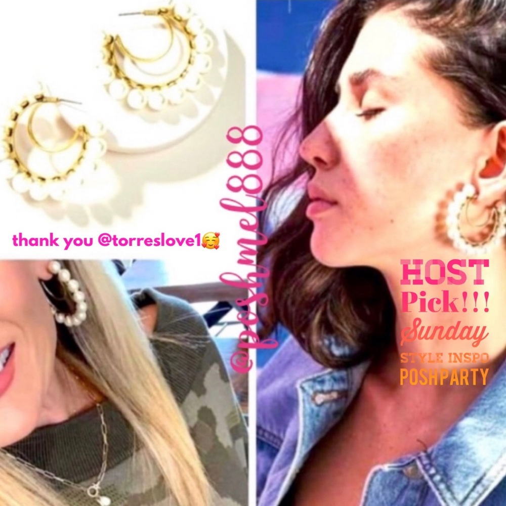 Stella & Dot | Power Pearl Drop & Gold Hoop Earrings - Cream